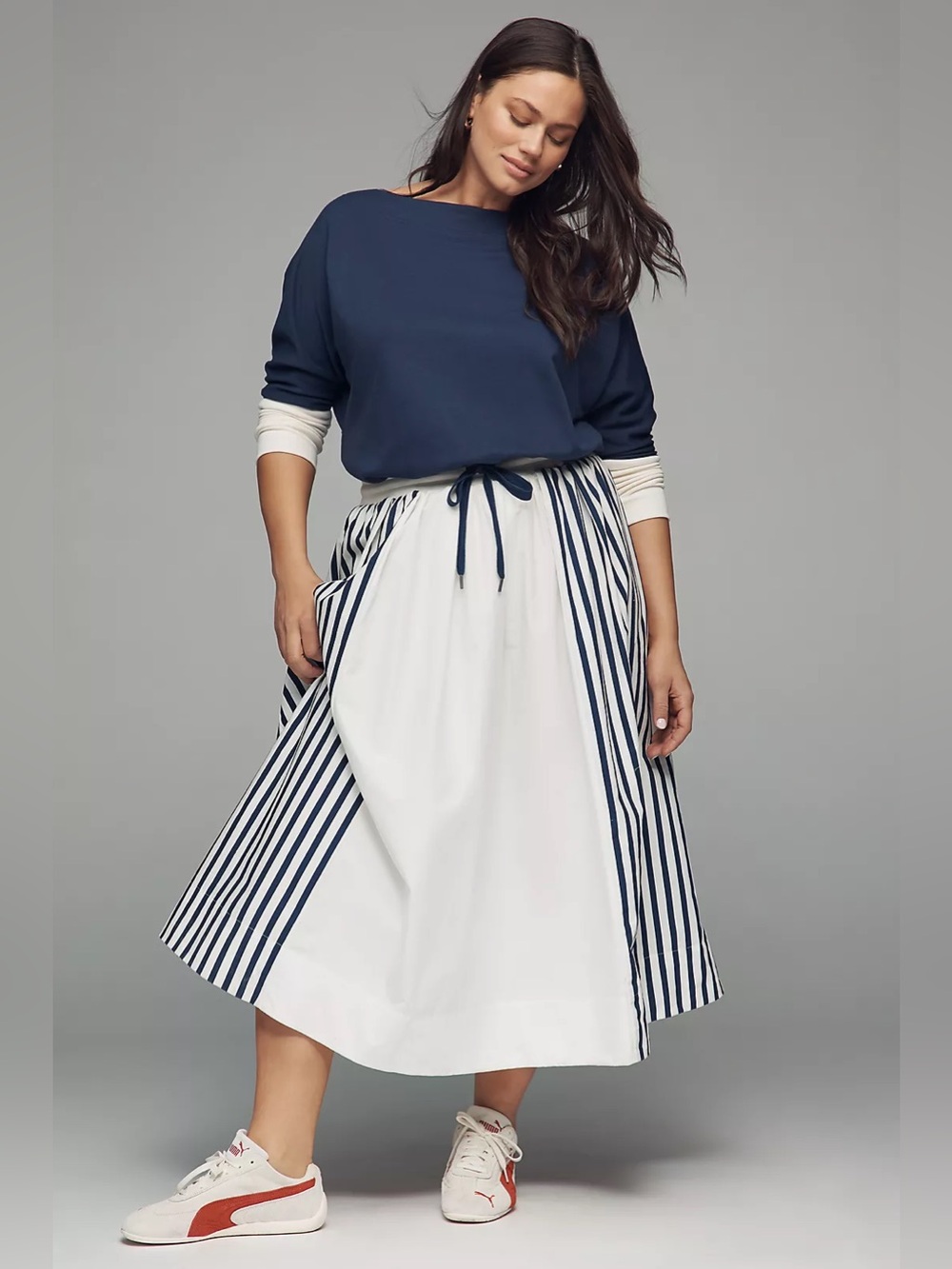 Daily Practice Twofer Long-Sleeve Maxi Dress Anthropologie Fall Nautical Plus